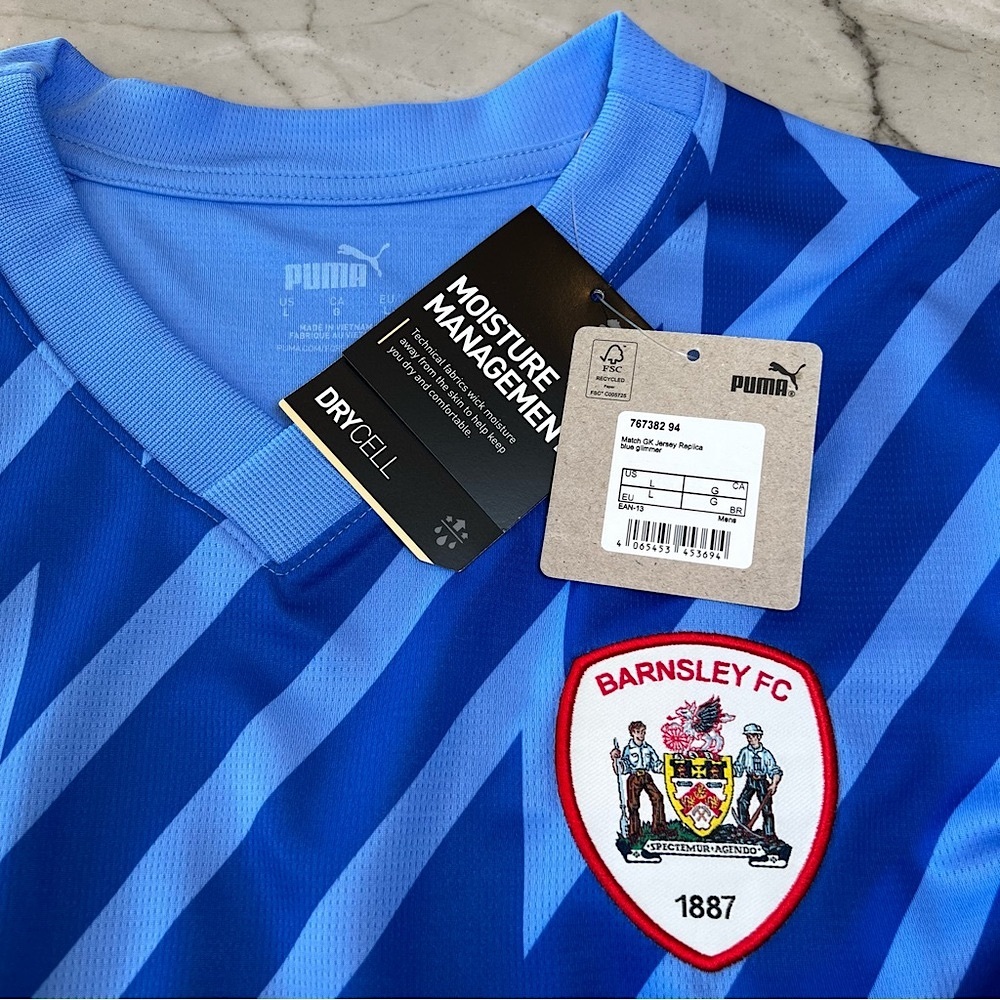 PUMA Goalkeeper Soccer Jersey L Barnsley FC Blue DryCELL NWT - Picture 6 of 17
